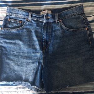 Distressed jean shorts